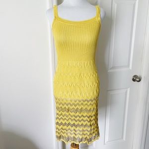 Missoni Knit Yellow and Grey Chevron Summer Sleeveless Dress